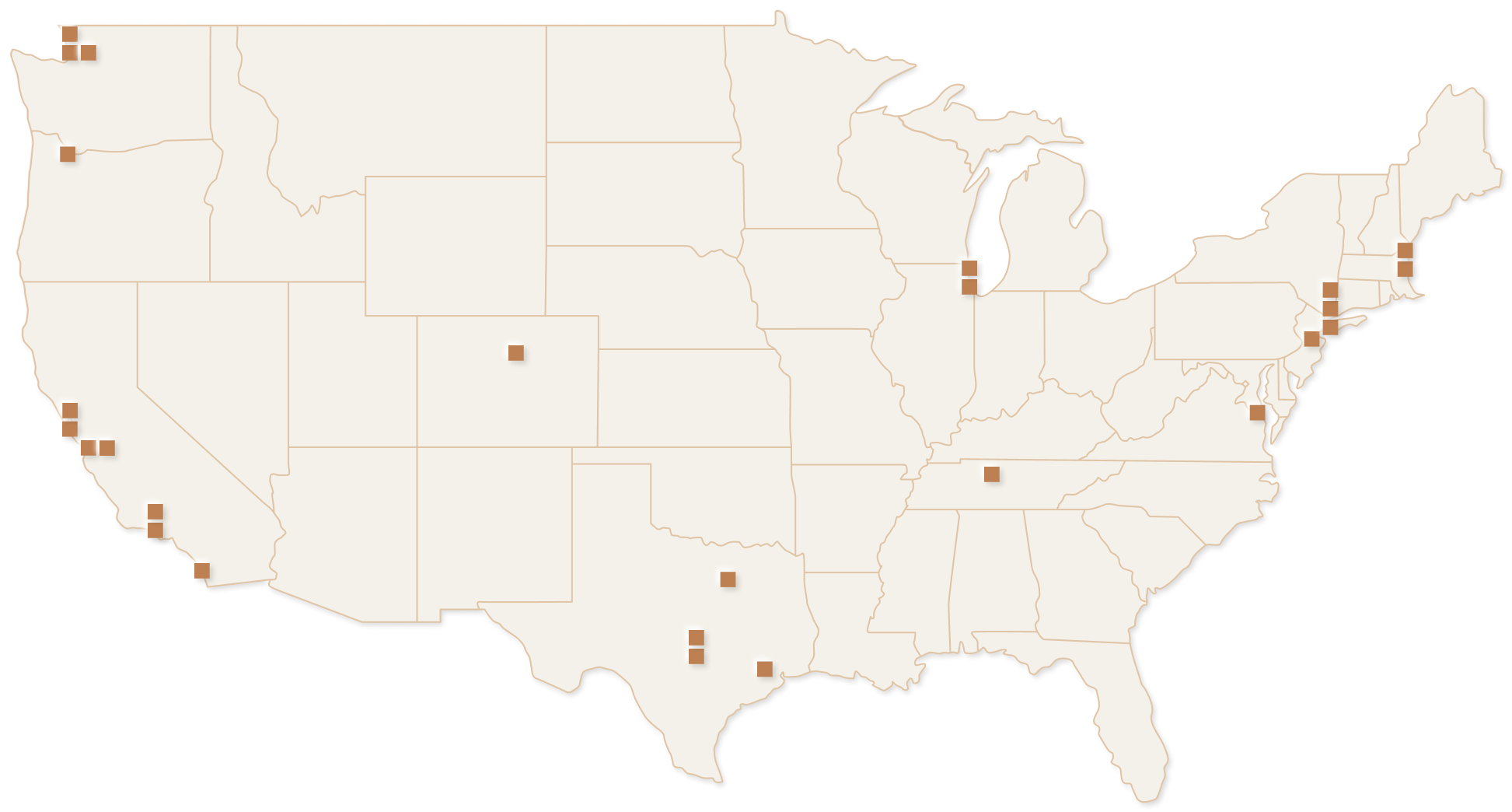 United States map of all MD2 offices