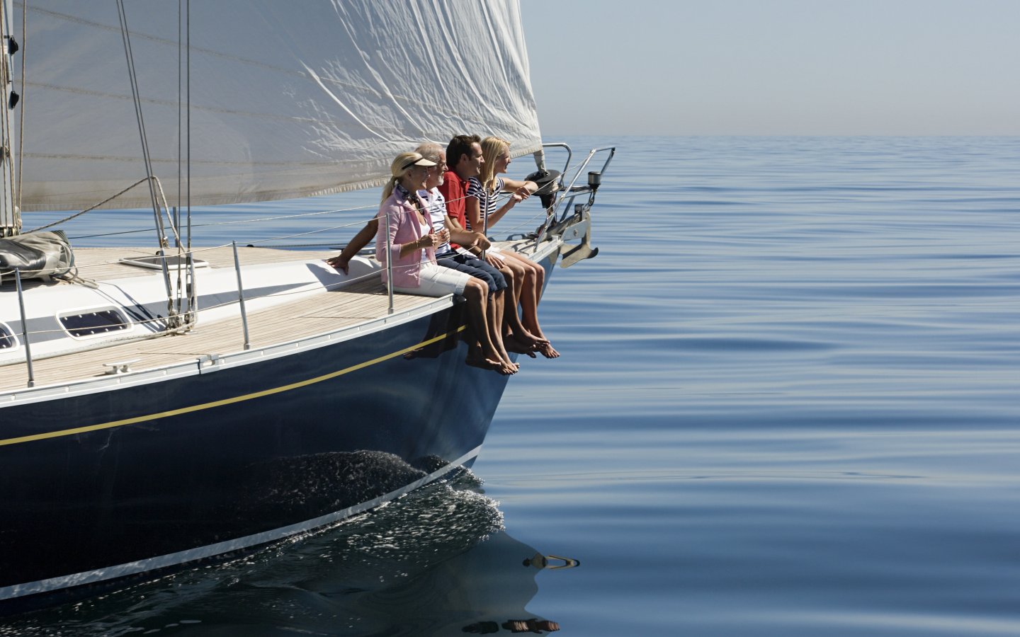 Family on yacht